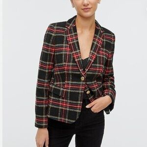 J Crew Factory Stewart Tartan Plaid Wool-Blend Schoolboy Blazer